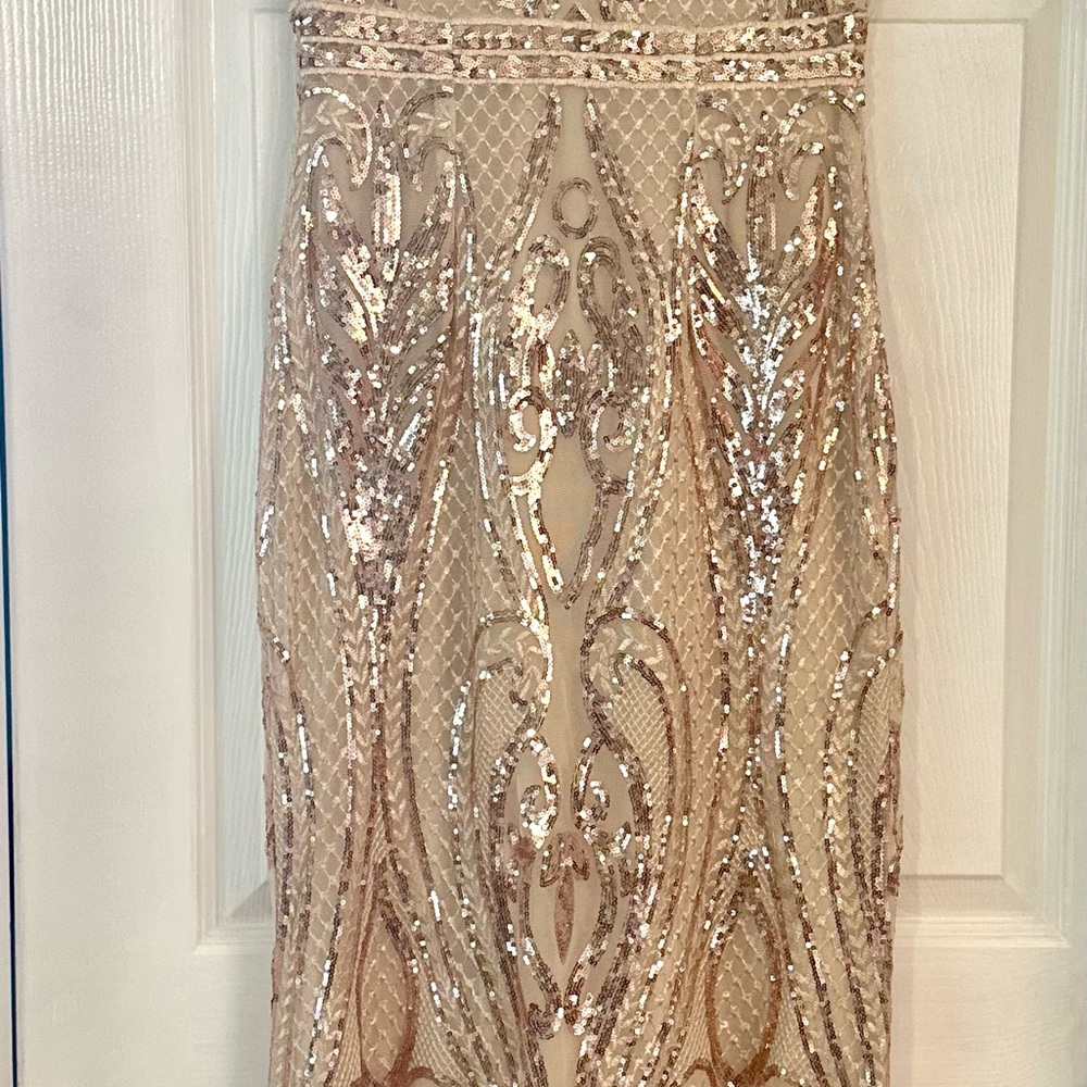Women’s full length Rose Gold Sequined Dress